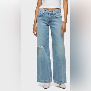Hudson Riley Jeans 26 Light Wash Wide Leg High Rise Distressed Designer Denim